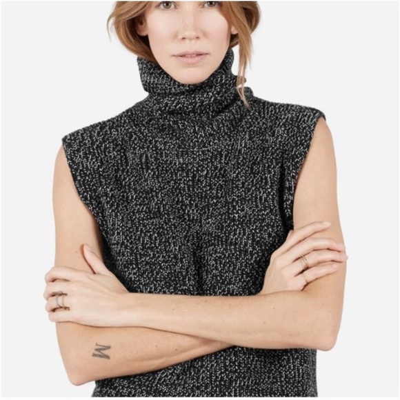EVERLANE Chunky wool gorpcore turtleneck woman warm classic career grey tank S - Picture 2 of 15